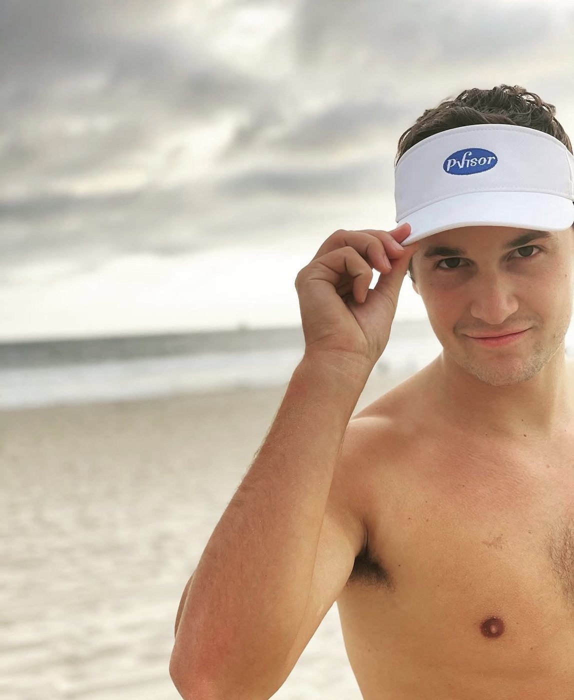 Wearing a PVISOR visor at the beach